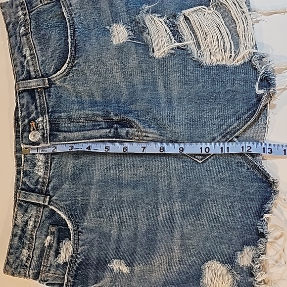 Zara Skirt Trafaluc Denim Blue Jean Distressed Ripped Mini Medium Wash Zipper M - Picture 7 of 10